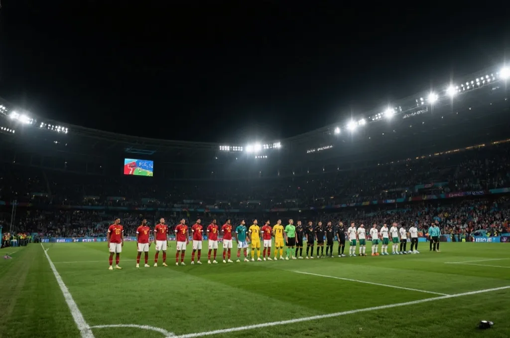 世界杯赛场上球队战术讨论与球员阵型示意